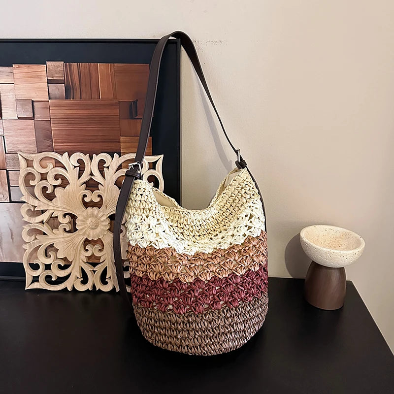 Straw Woven Summer Bohemian Crochet Shoulder Bag