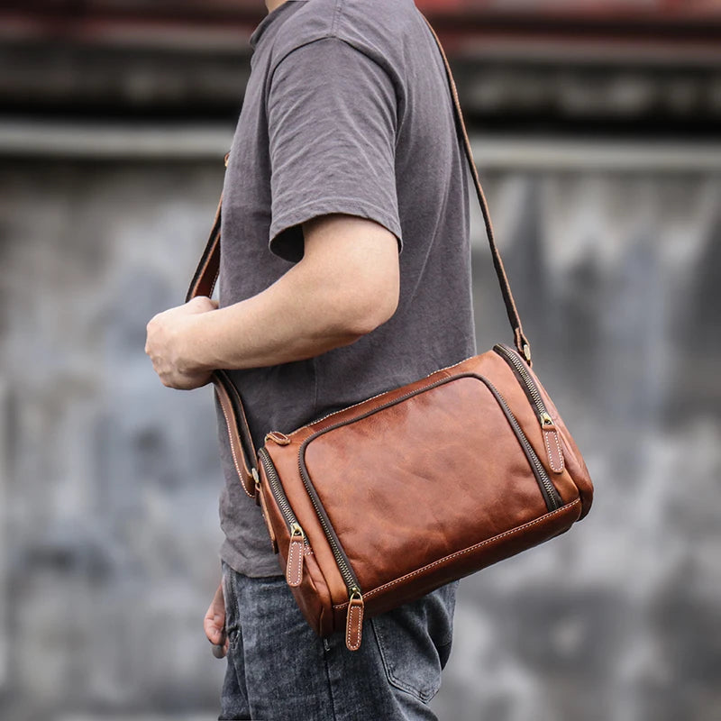 Quality Genuine Leather Shoulder Bag Men's Crossbody Bag
