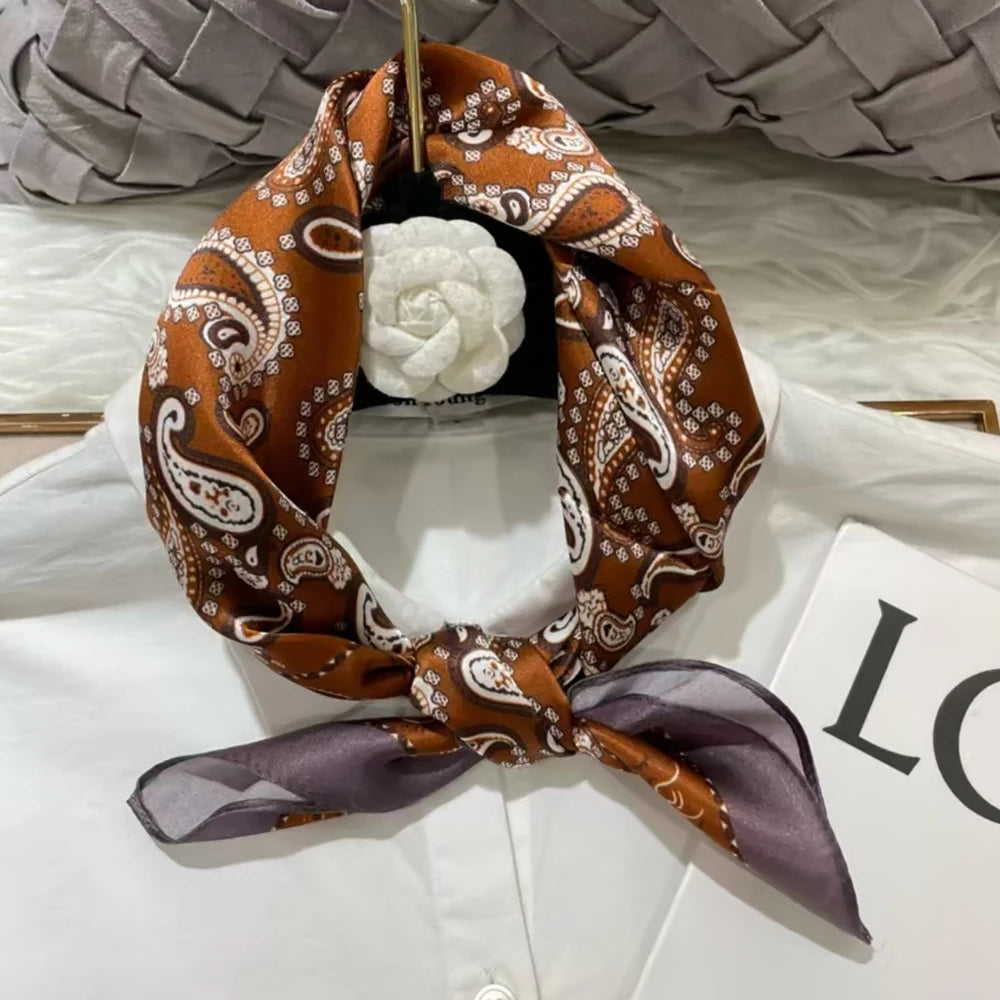 100% Silk Small Square Scarf Neckerchief for Women