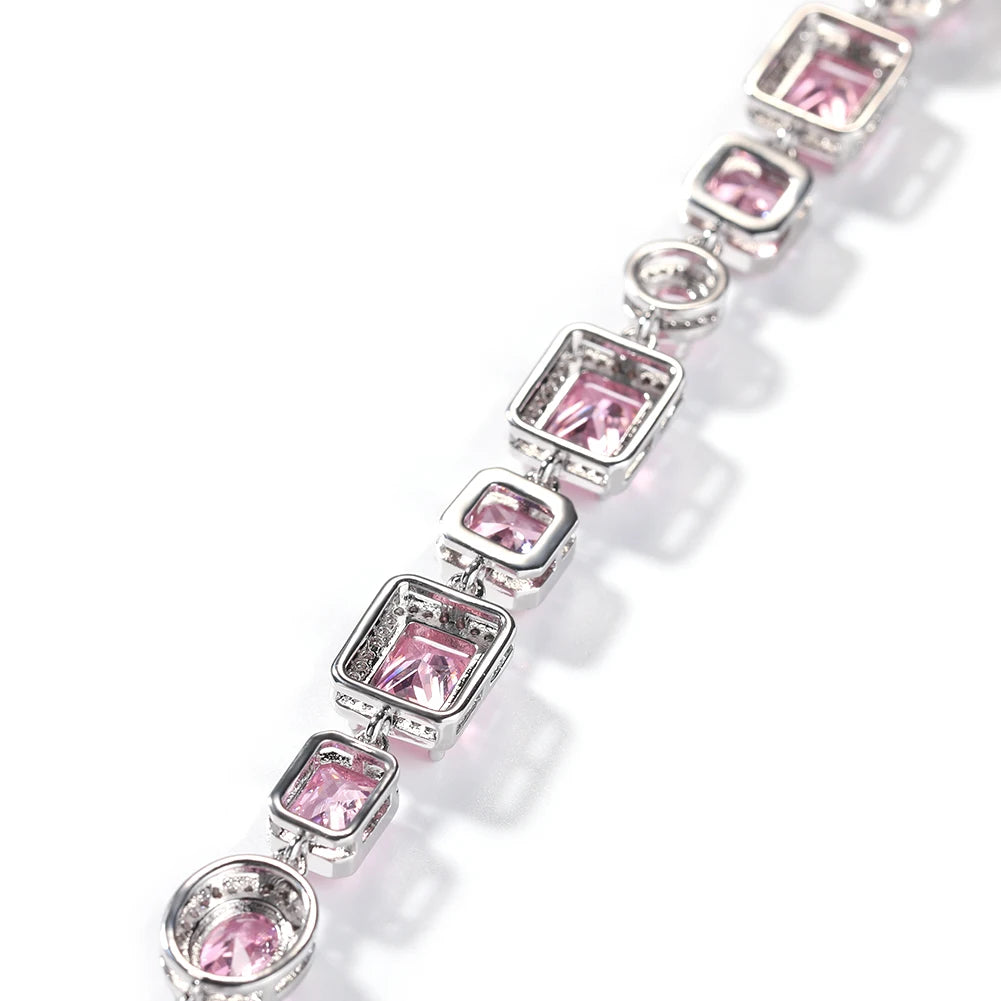 Charming Pink Cubic Zircon Bracelet Fine Luxury Jewelry