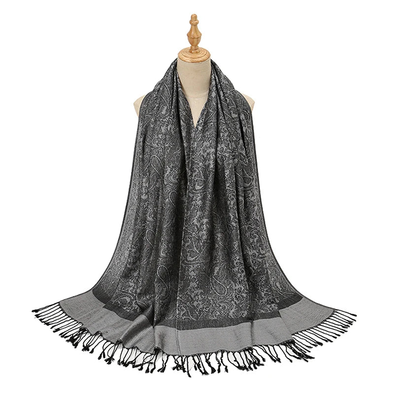 Retro Jacquard Paisley Tassel Scarf Cotton Shawls