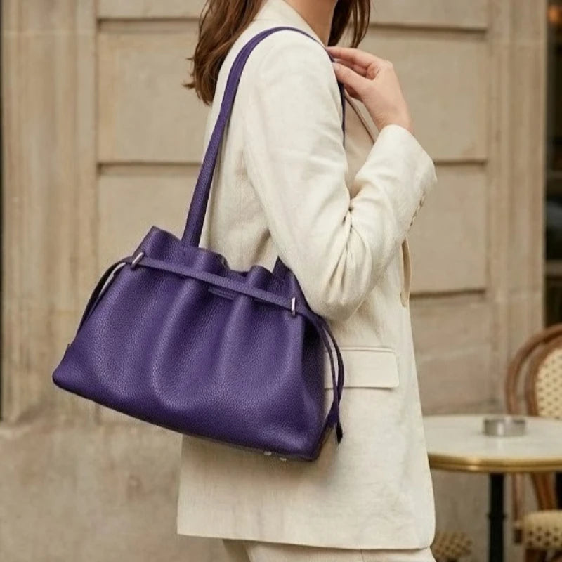 Genuine Leather Shoulder Bag Luxury Soft Retro Design