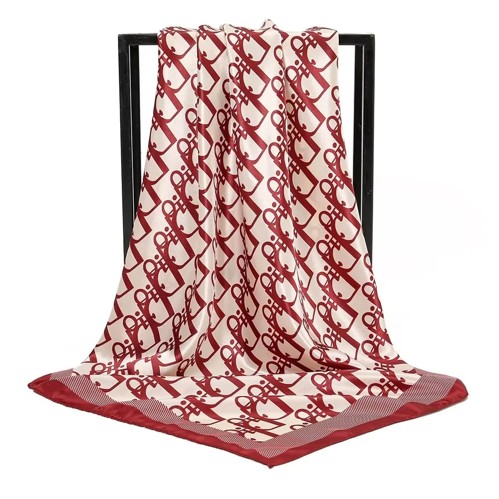 Silk Imitation Scarf Vintage Fashionable Versatile Print Hair Band Shawl Wraps