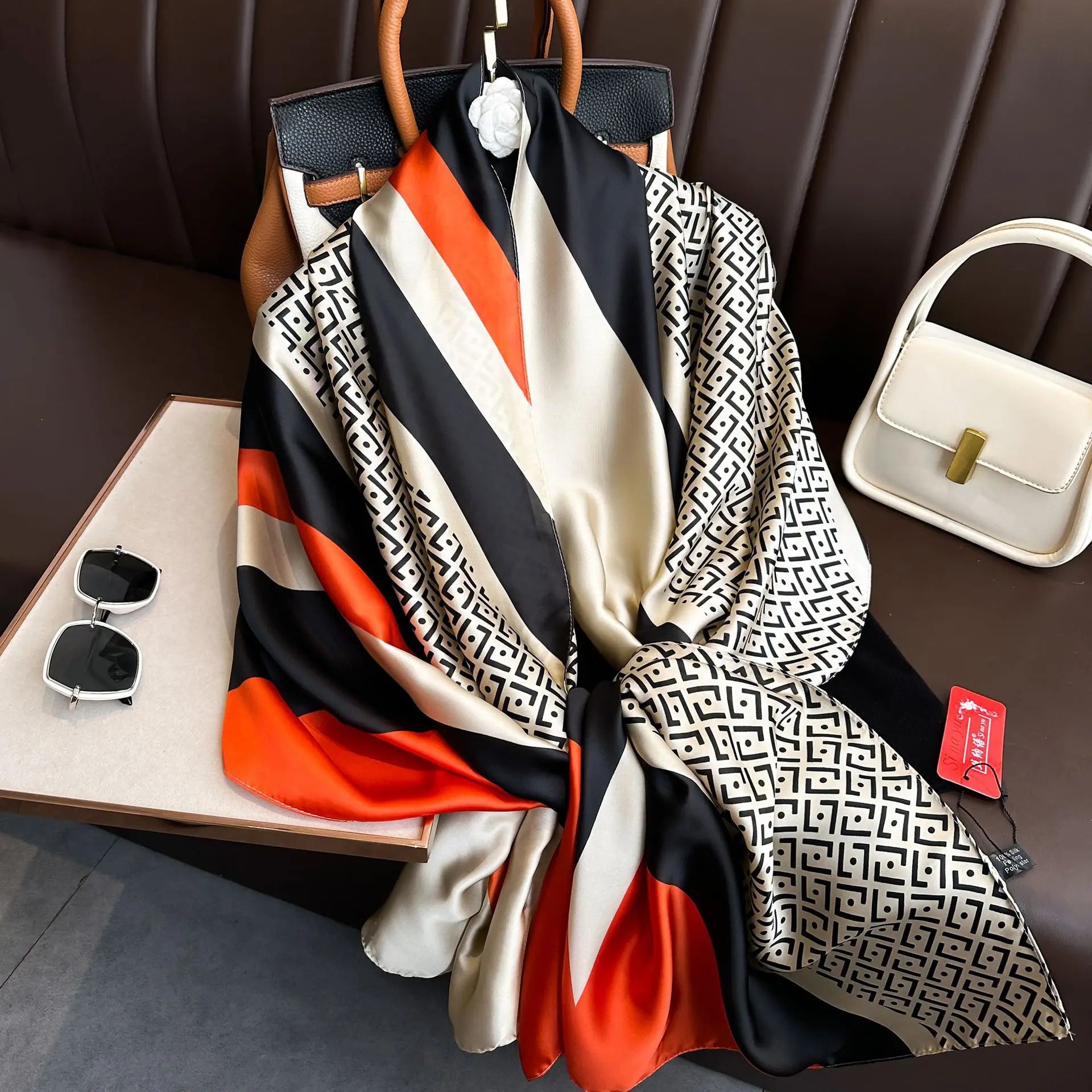 Luxury Brand Silk Scarves Women Fashion Print 180X90CM Long Silk Headscarf