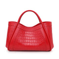 Beautiful solid color cowhide crocodile pattern handbag