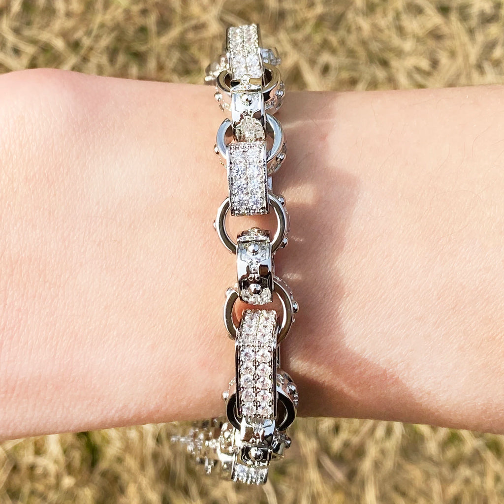 Iced Out Bracelet for Men Prong Setting Albert Clasp Chain