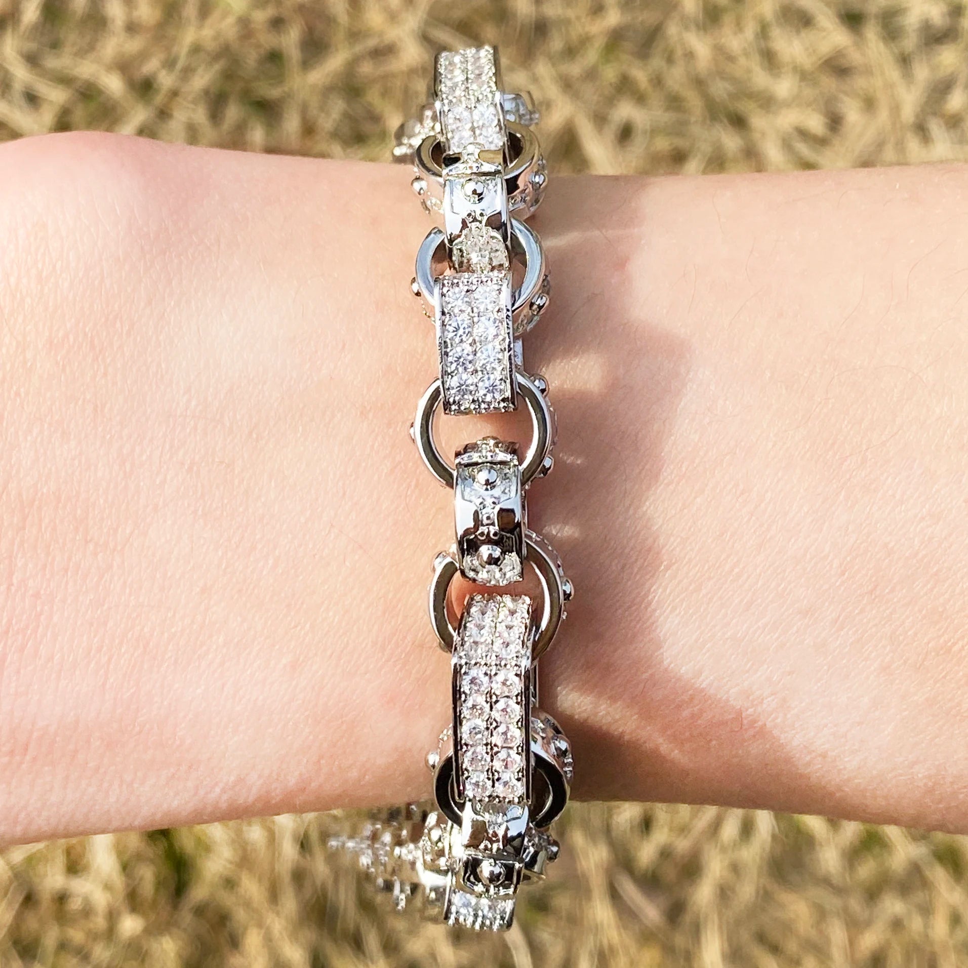 Iced Out Bracelet for Men Prong Setting Albert Clasp Chain