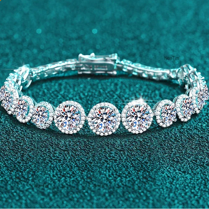 Moissanite Tennis Bracelet S925 Sterling Silver White Gold Plating Jewelry