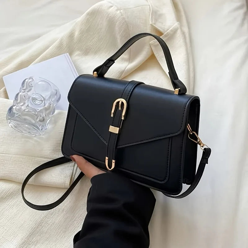 Fashionable Minimalist Crossbody Bag with Top Handle and Flap for Women