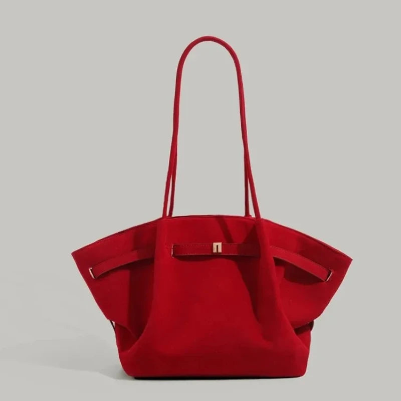 Large Capacity Handbag Chamois Leather Frosted Dumpling Bag High-End Feel Shoulder Bag