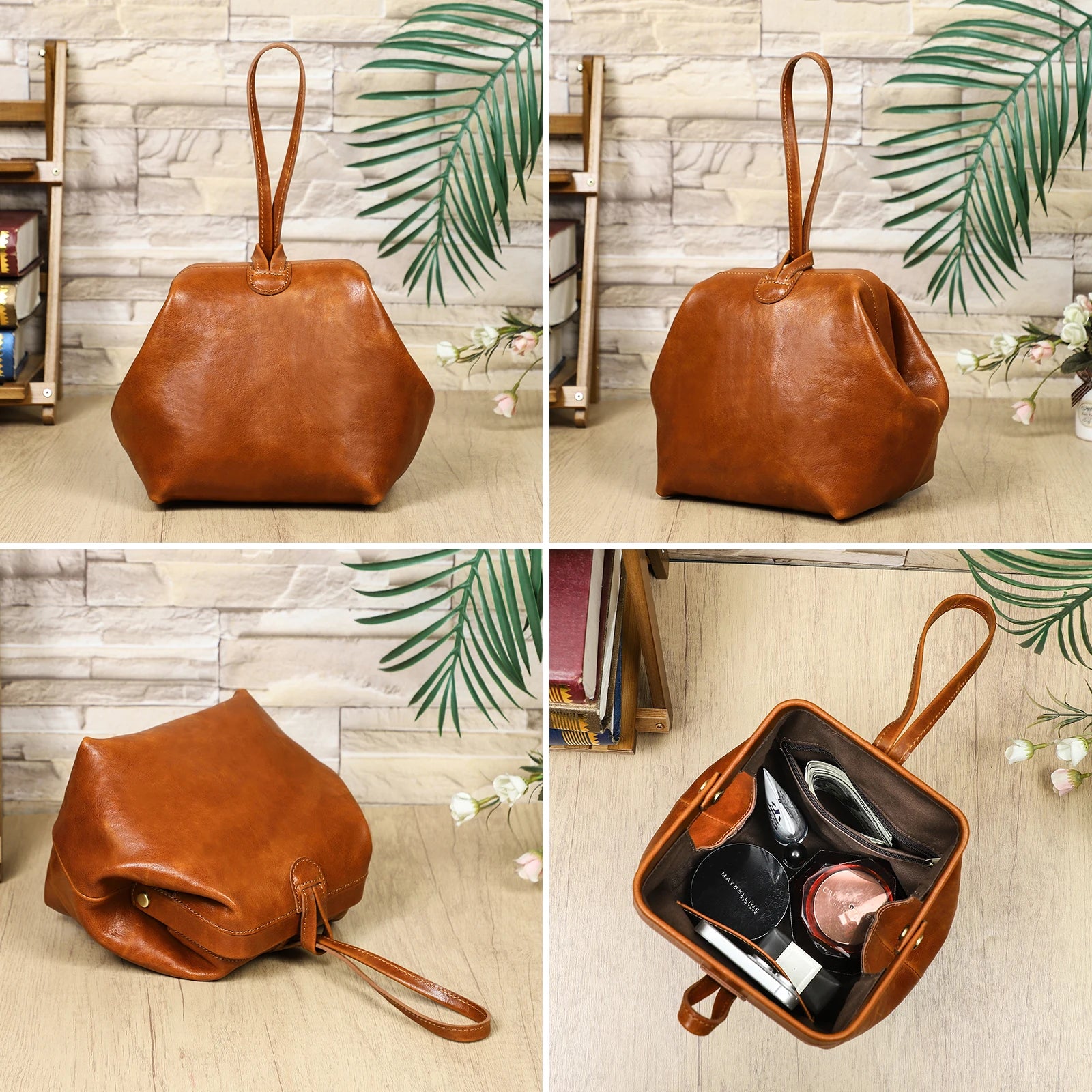 Genuine Leather Sling Clutch Luxury Design Leather Wristlet Bag