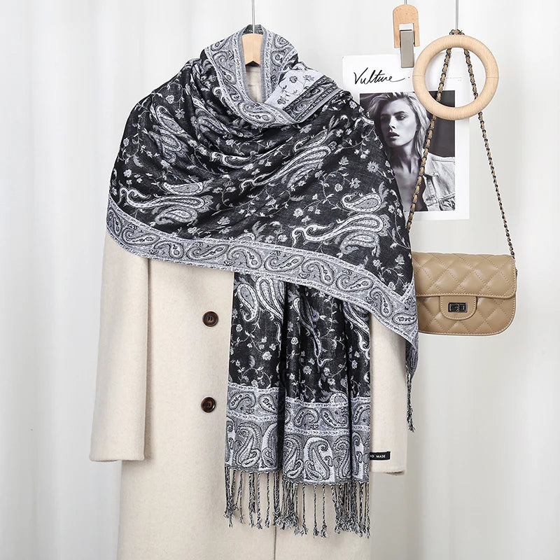 Paisley Embroidery Retro Cashew Cotton Scarf Wraps