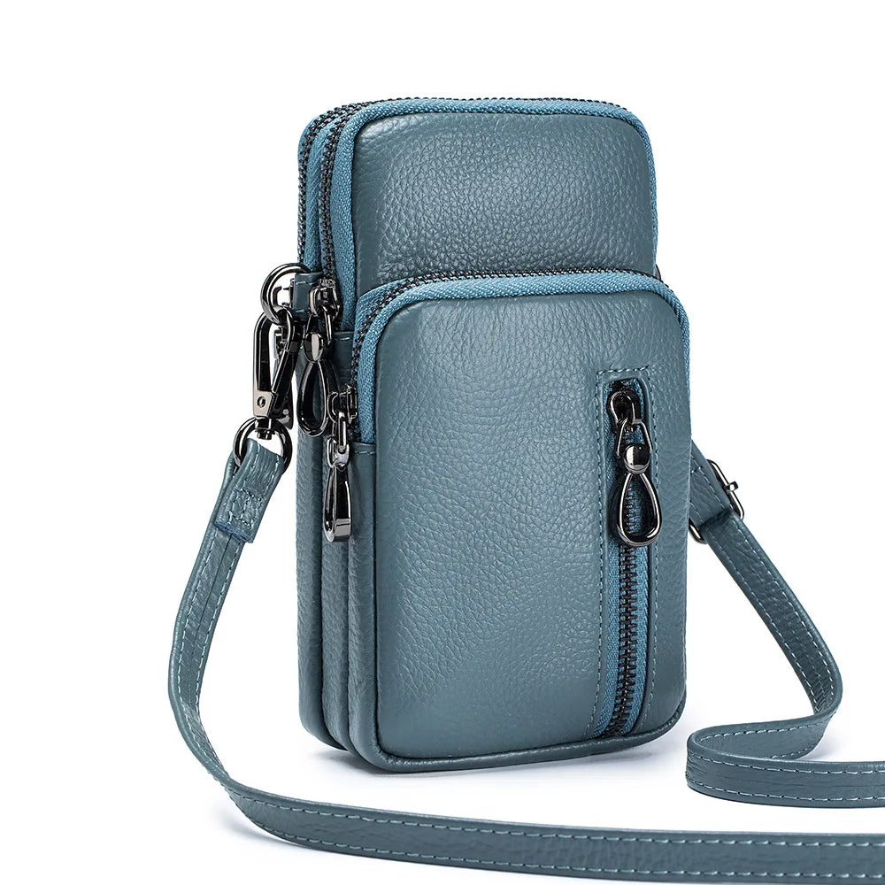 Small Crossbody Wallet Phone Bag Leather Mini Crossbody Vertical Cell Phone Bag