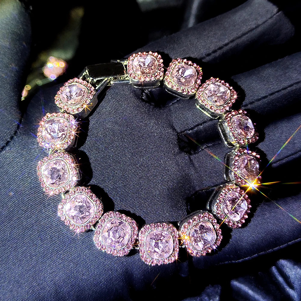 Iced Out Pink Crystal Bracelet Jewelry