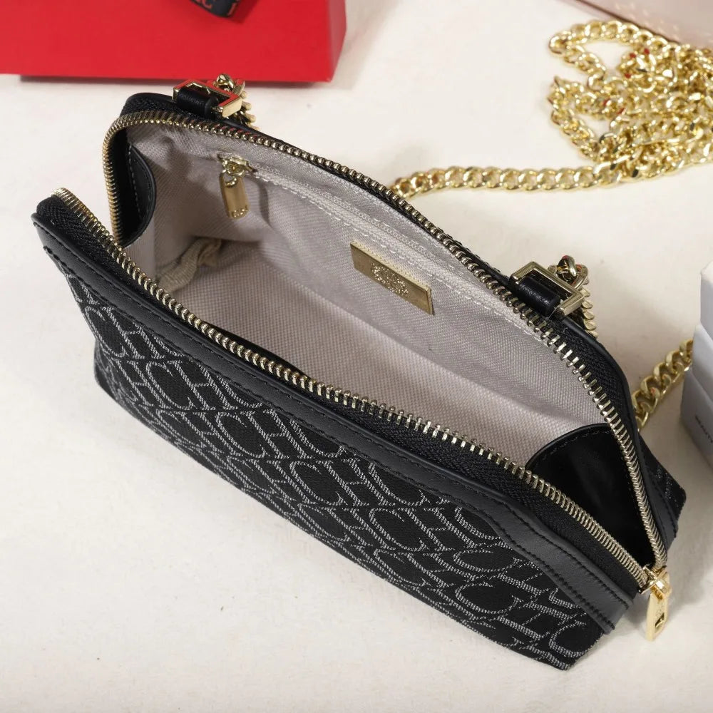 Fashionable Small Square Letter Embossed Chain Crossbody Bag