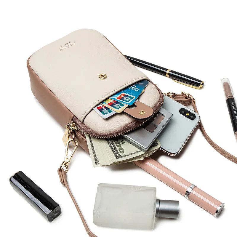 Mobile phone bag female soft PU leather small fresh high-grade fashion zipper large
