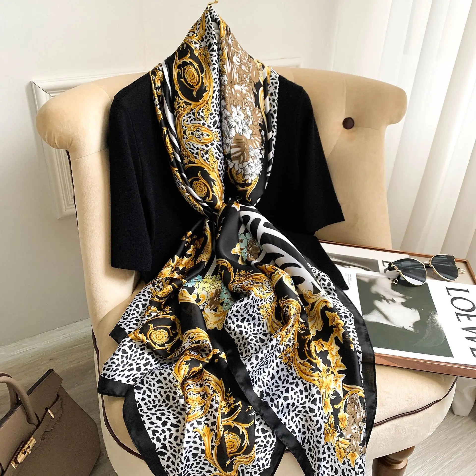 180*90cm Luxury Brand Women Scarf Fashion Print Silk Scarves Summer Shawls Wraps