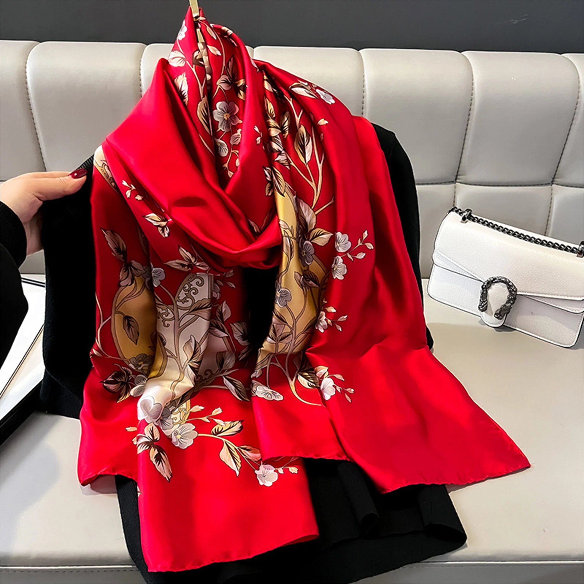 180*90cm Luxury Brand Women Scarf Summer Silk Shawl Lady Wrap Soft Design