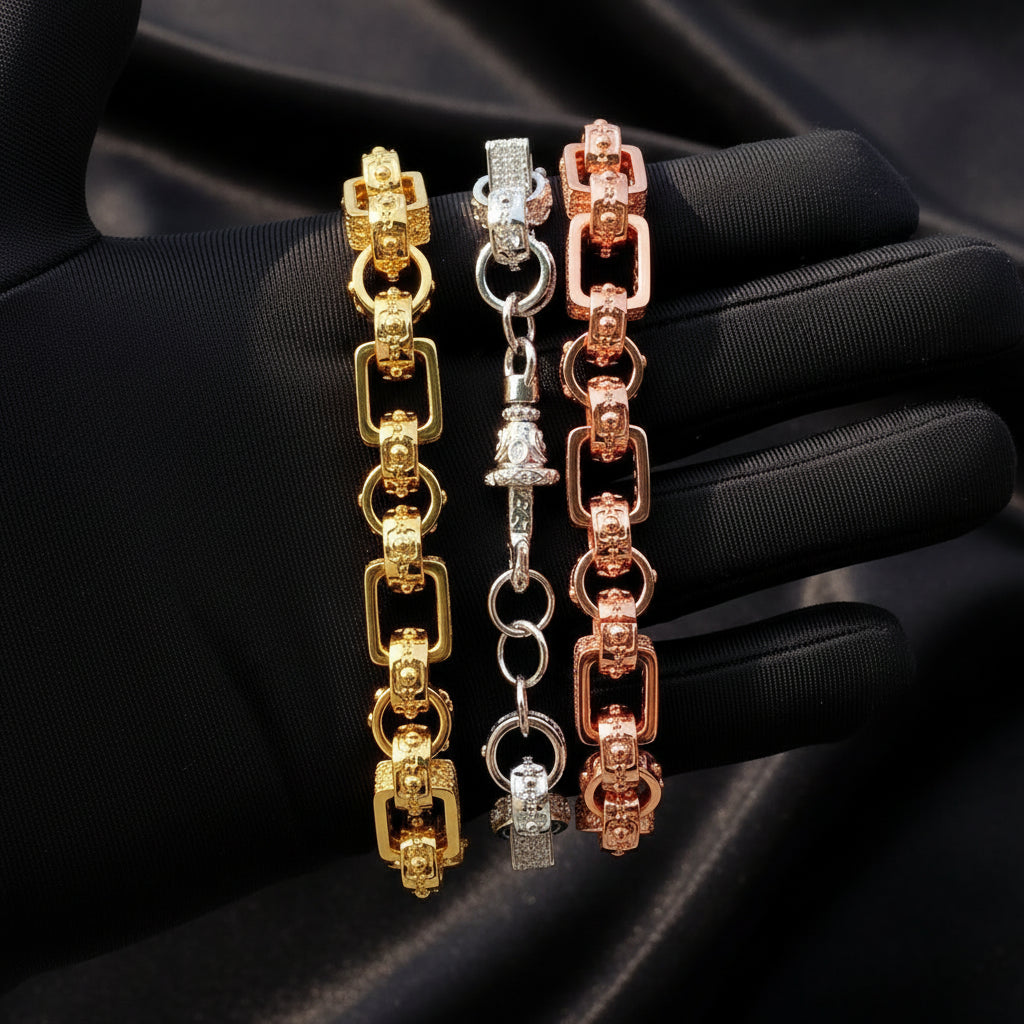 Iced Out Bracelet for Men Prong Setting Albert Clasp Chain