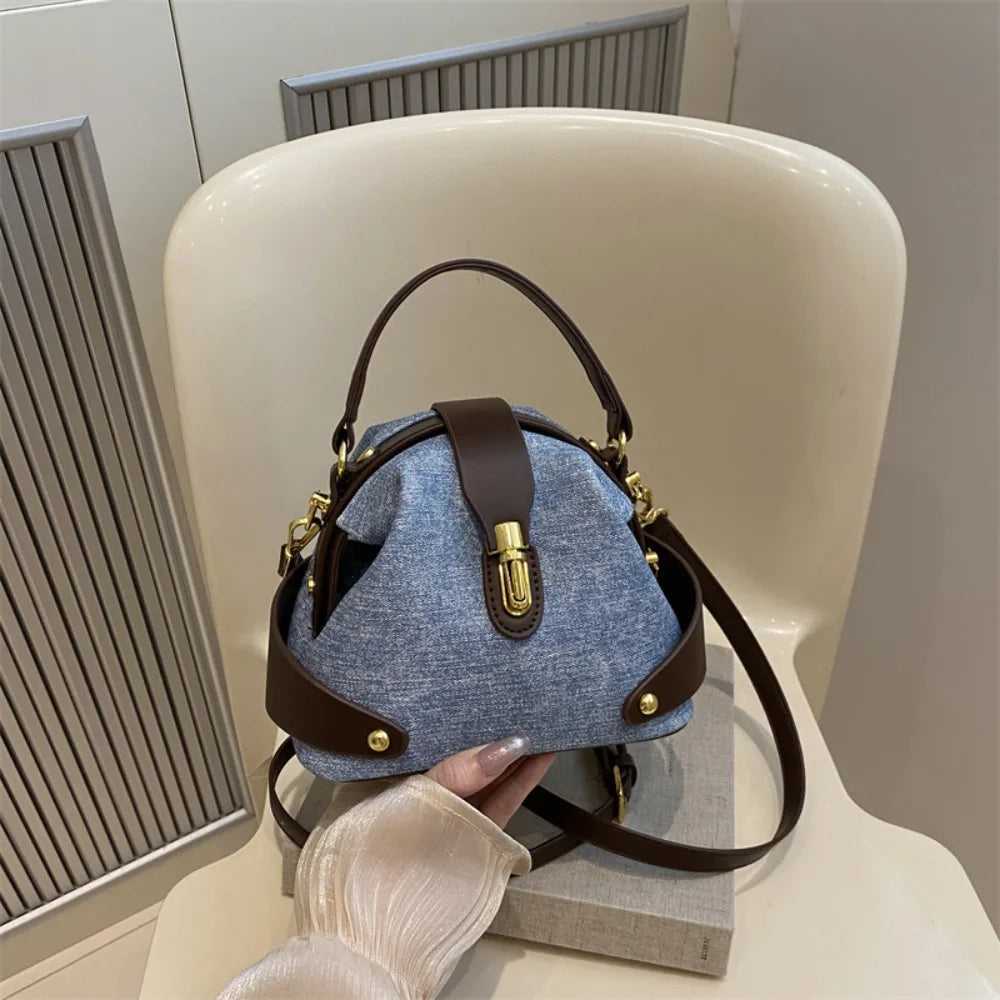 Vintage Shoulder Bag Luxury Leather Metal Buckle Messenger Bag