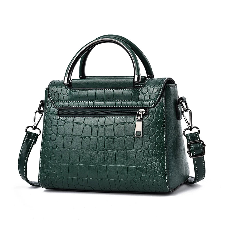 Leather Tote Bag For Women Classic Vintage Shoulder Handbag Alligator Pattern