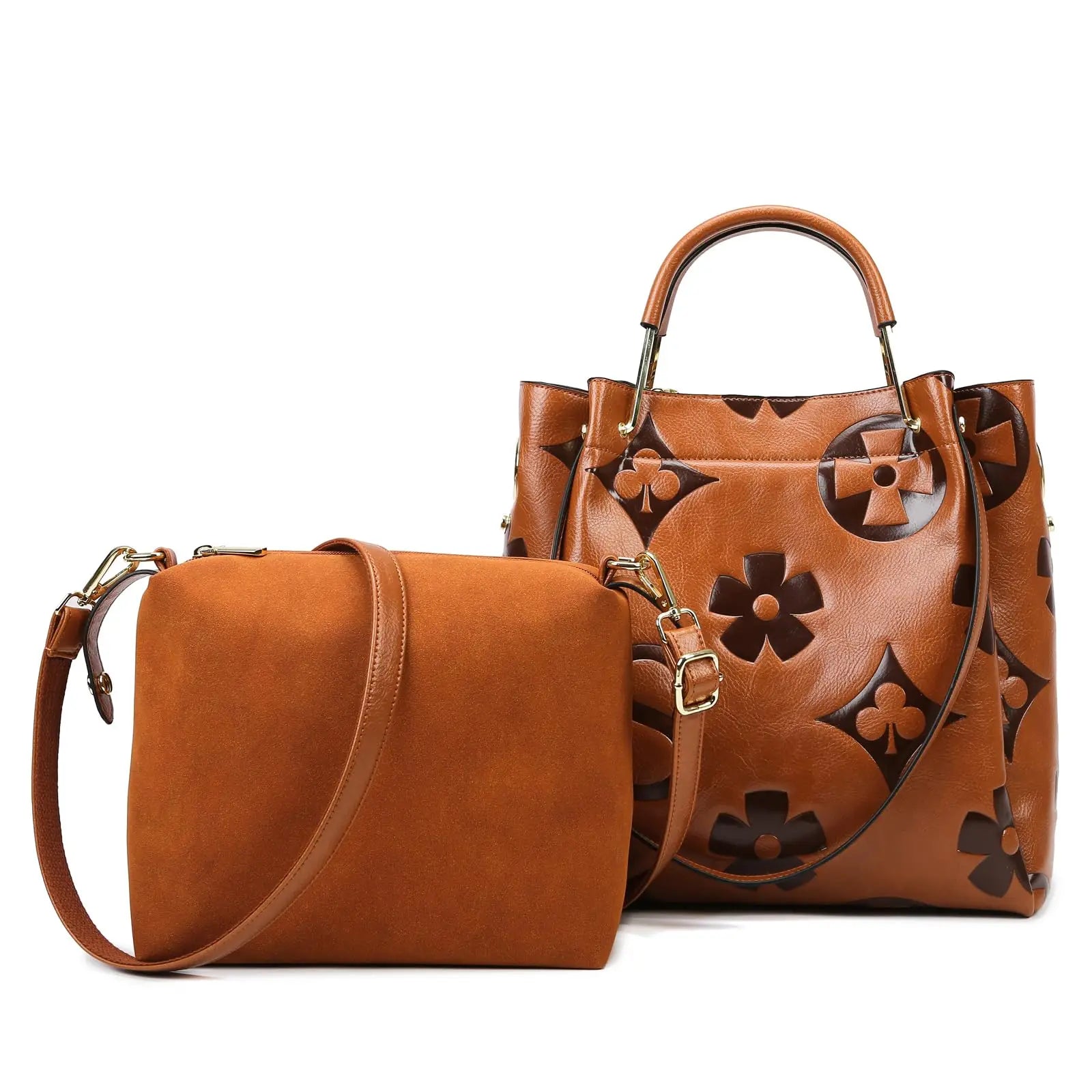 Floral Handbags Purses Women Tote Bag Embossed Leather Top Handle Handbag