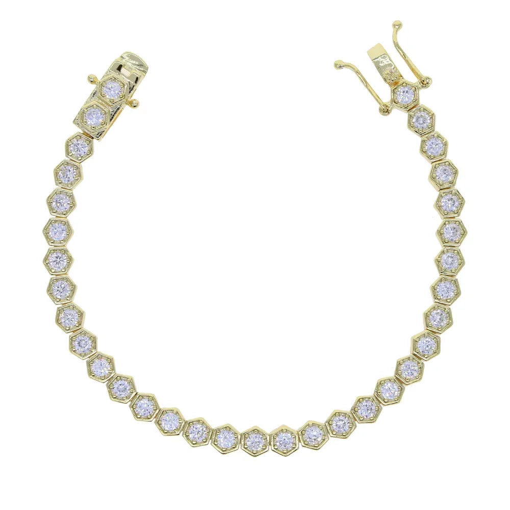 Iced Out AAA Cubic Zirconia Heart Tennis Chain Bracelet