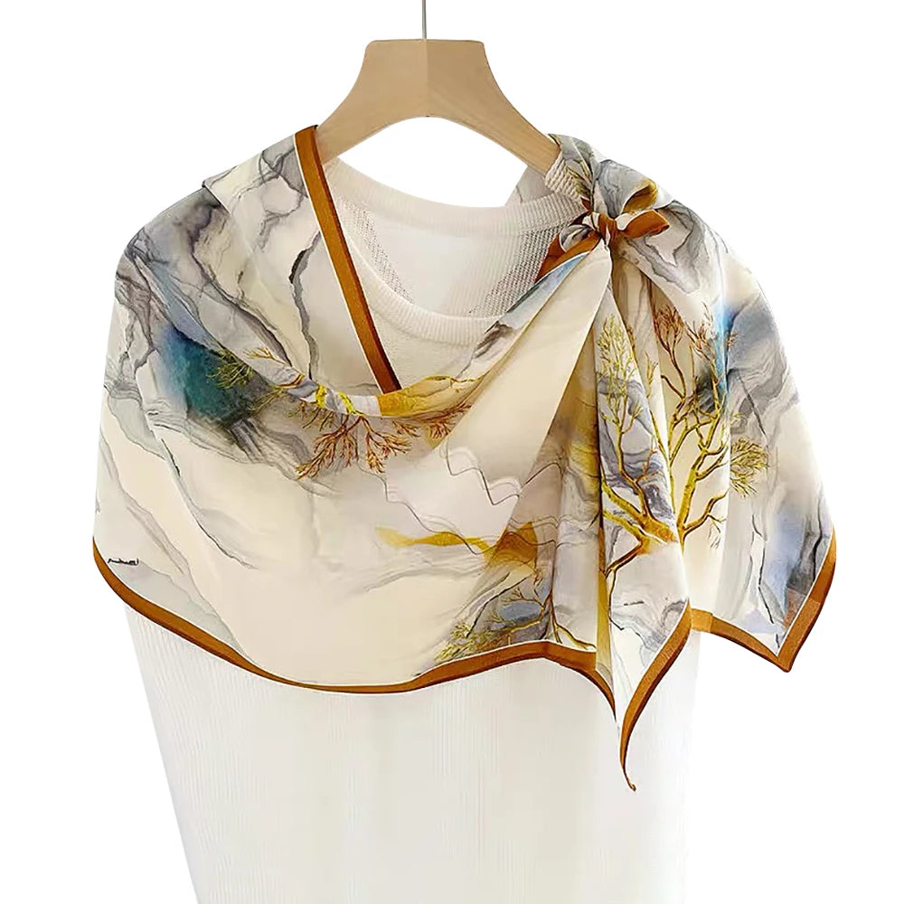 100% Pure Mulberry Silk Long Headband Neckerchief Luxury Bandana Scarves 68*180CM