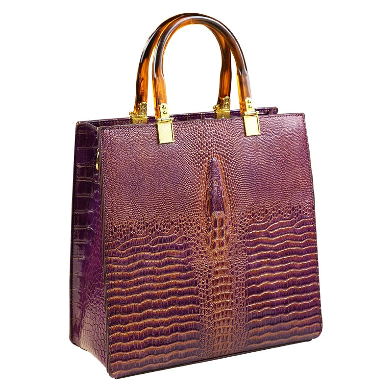 Crocodile Print Leather Handbags Large-capacity Tote