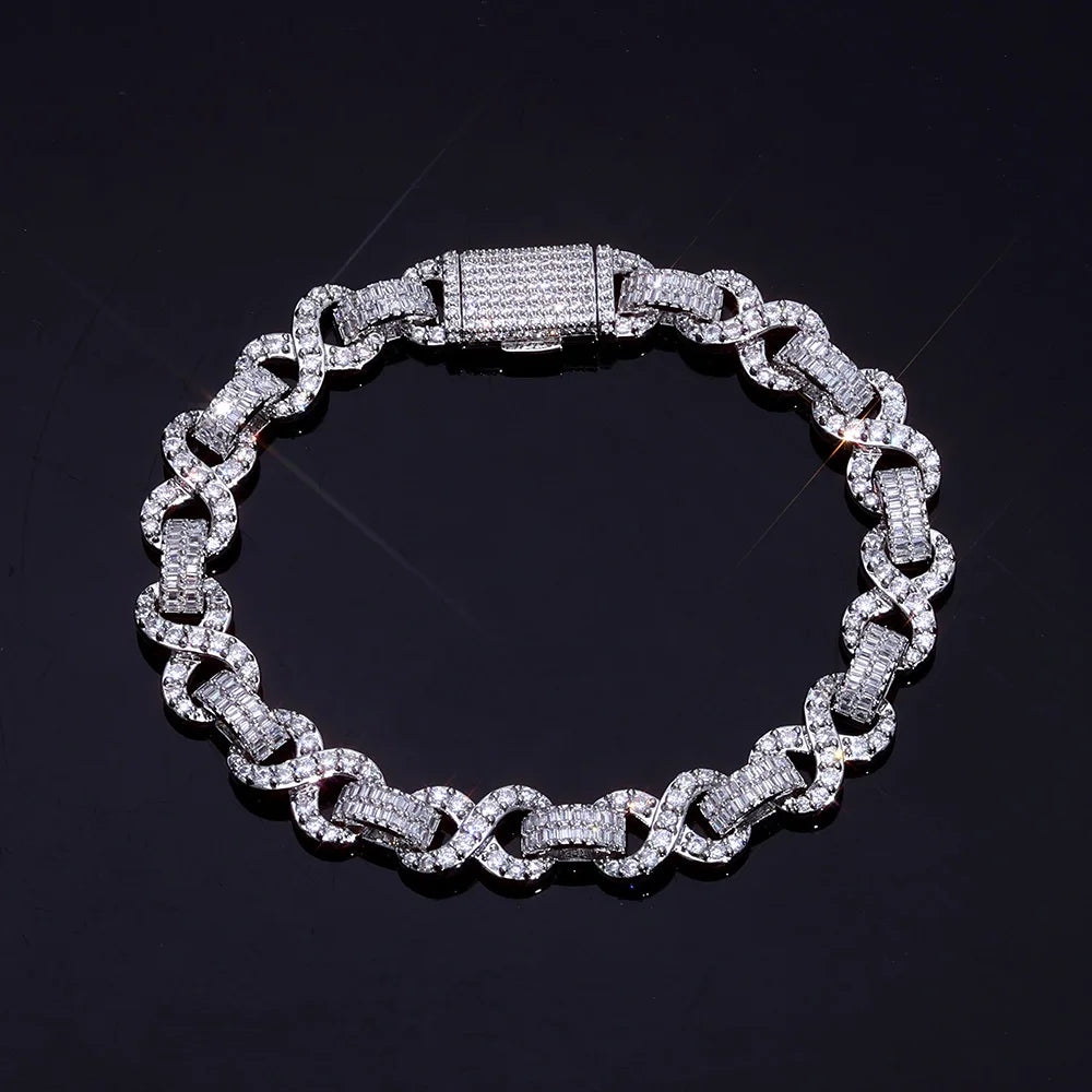 10mm Iced Out Infinite Chain Bracelet Bling Cubic Zirconia Bracelet Jewelry