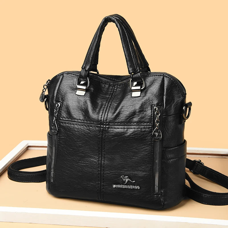 Large Capacity Fashionable Casual Simple Retro Shoulder Crossbody Backpack