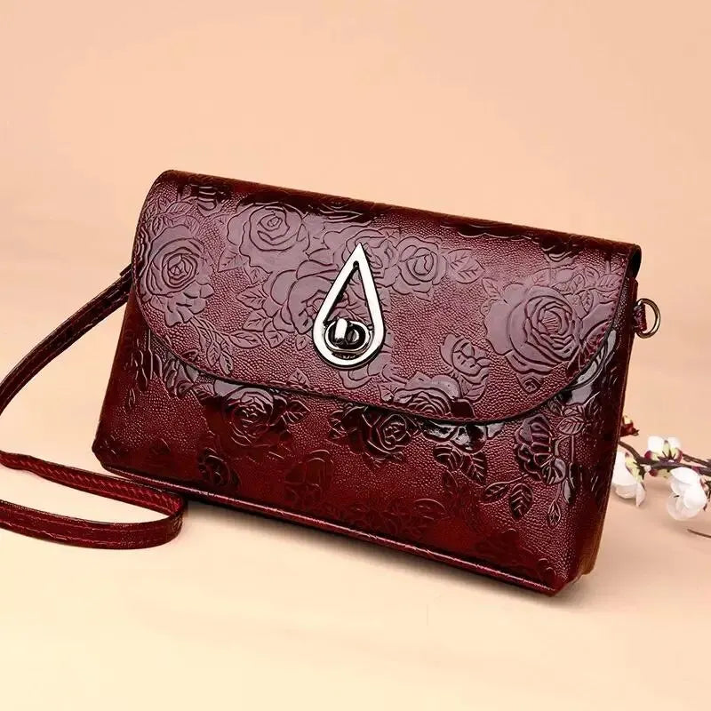 Evening Party Clutch Rose Flower Embossed Sling Bags Elegant Shoulder Purse