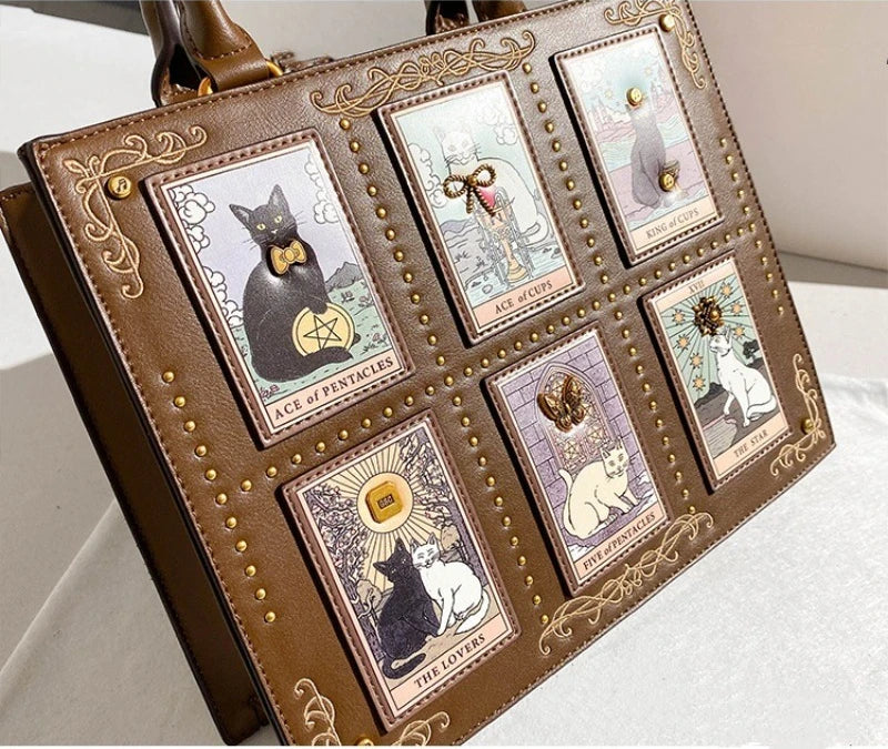 Luxury Cats Embroidered Large Capacity Shoulder Tote Bag