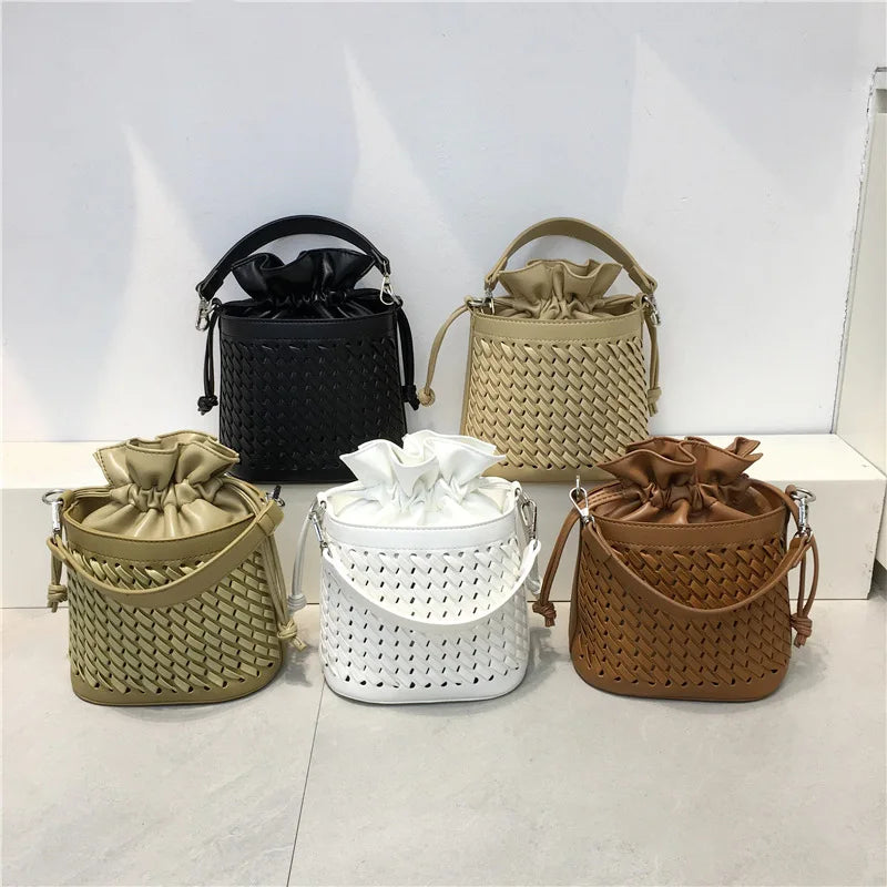 High Quality Woven Bucket Bag Versatile Shoulder Crossbody Bag