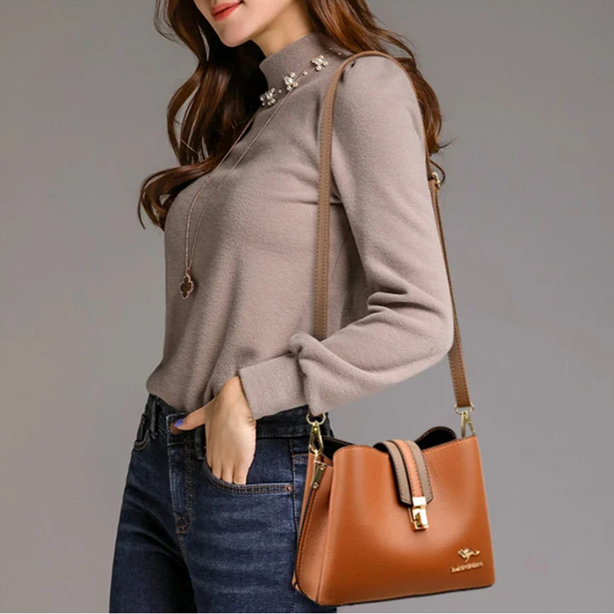 High Quality 3 Layers Purse and Handbag Luxury Leather Crossbody Small Tote