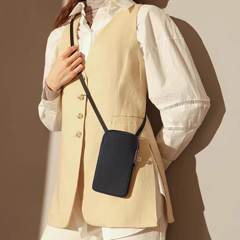 Luxury Design Phone Bag Woman Portable Genuine Leather Cross-body Bag Wallet