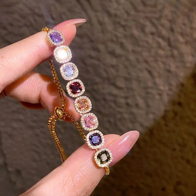 Cubic Zirconia Bracelet Square Design Multicolor Zircon Jewelry