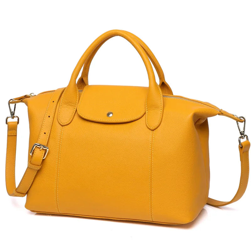 Fashion Women's Boston Bag High Quality Genuine Leather Shoulder Bag Large Capacity
