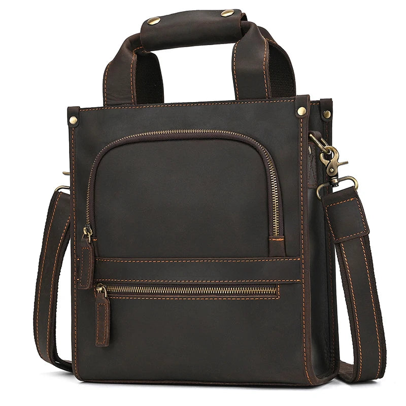 Genuine Leather Men's Shoulder Bag Vintage Messenger Bag