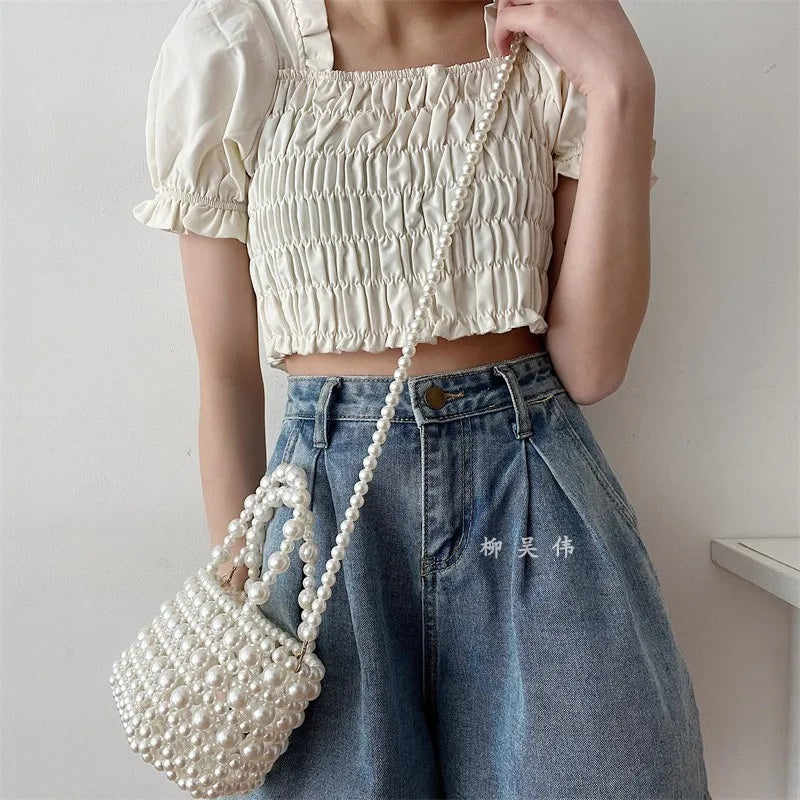 Handmade Bead Bag Pearl Shoulder Bag Evening Clutch