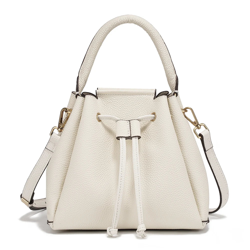 Genuine Leather Top-Handle Bag Simple Fashion Bucket Bag