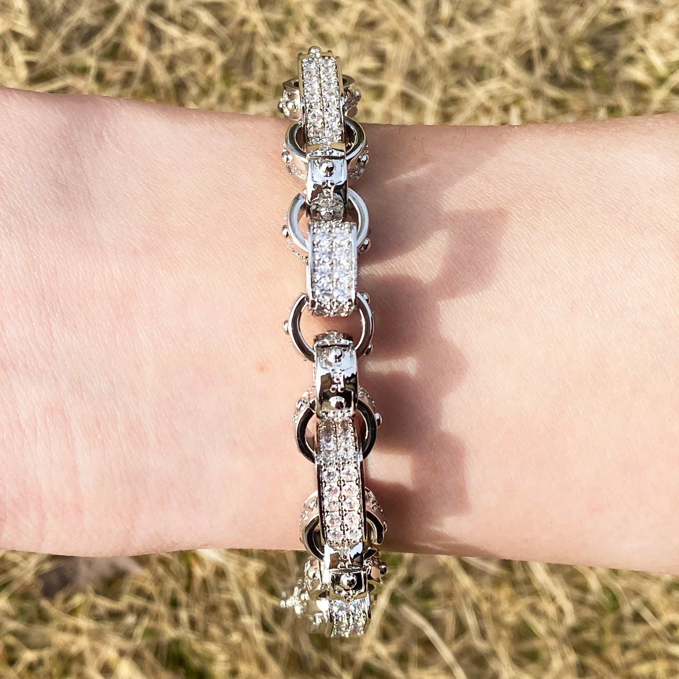 Iced Out Bracelet for Men Prong Setting Albert Clasp Chain
