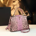 Fashionable Bucket Bag Leather Snake Pattern Shoulder Bag