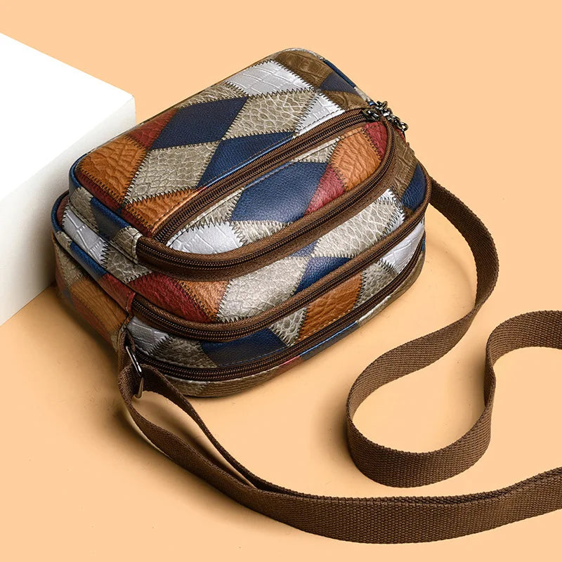 High Quality Solid Color PU Leather Shoulder Bag Crossbody Bags Large Capacity