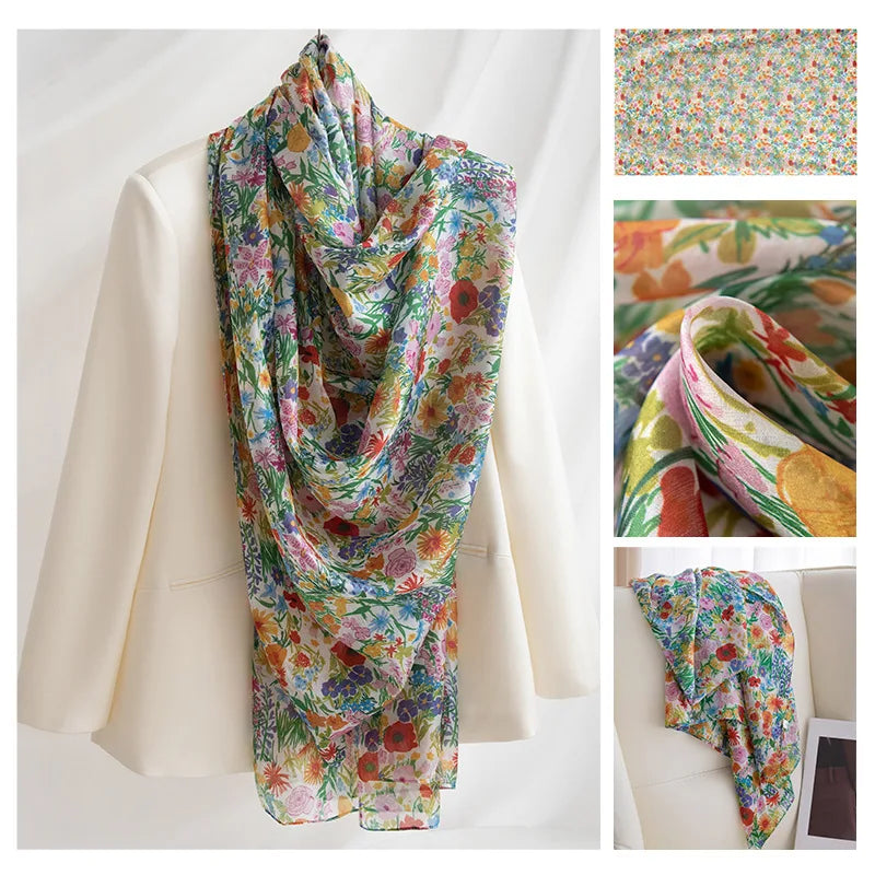 Luxury 100% Mulberry Silk Scarf Thin Breathable Shawl