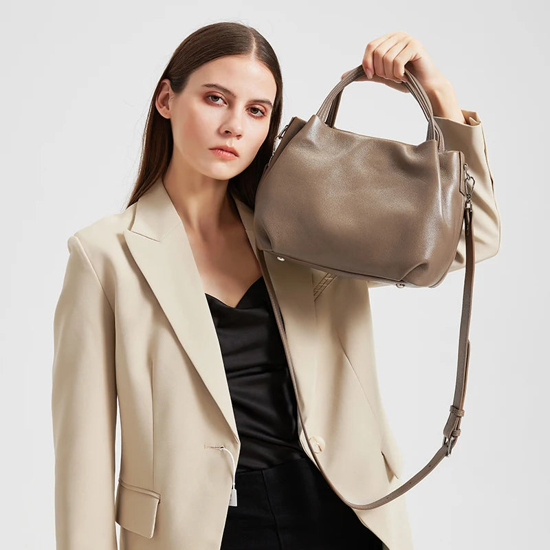 Women's genuine leather cowhide handbag ladies shoulder bag luxury bags