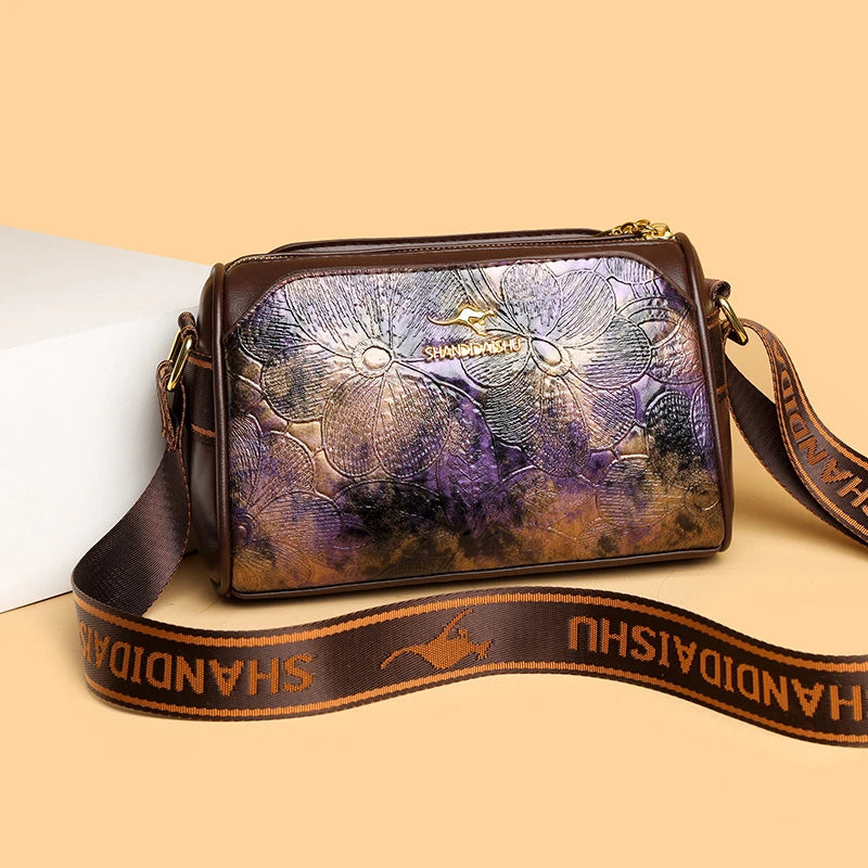 Luxury Printing Leather Messenger Purse Quality Design Handbag