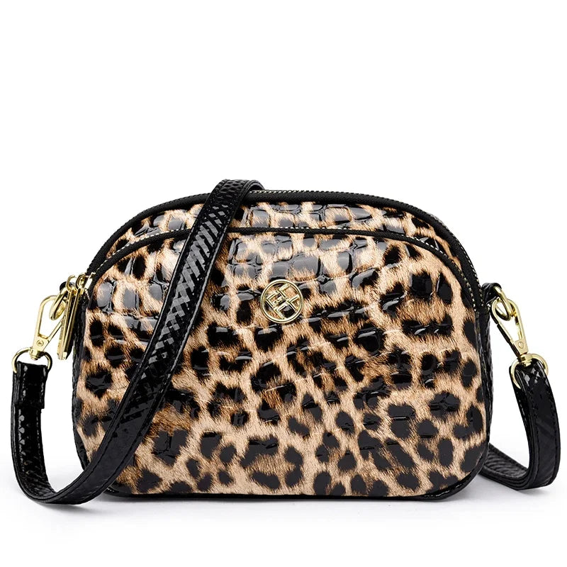 Women's Small Messenger Bag PU Leather Shiny Shoulder Bag Fashion Saddle Bags
