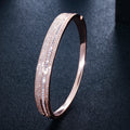 Sparkling Cubic Zirconia Rose Gold Color Big Round Circle Cuff Bangles Luxury Jewelry