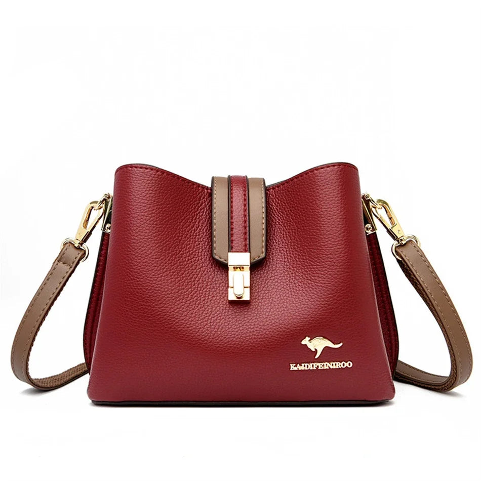 High Quality 3 Layers Purse and Handbag Luxury Leather Crossbody Small Tote